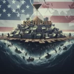 U.S. Treasury Department building with debt headline overlay