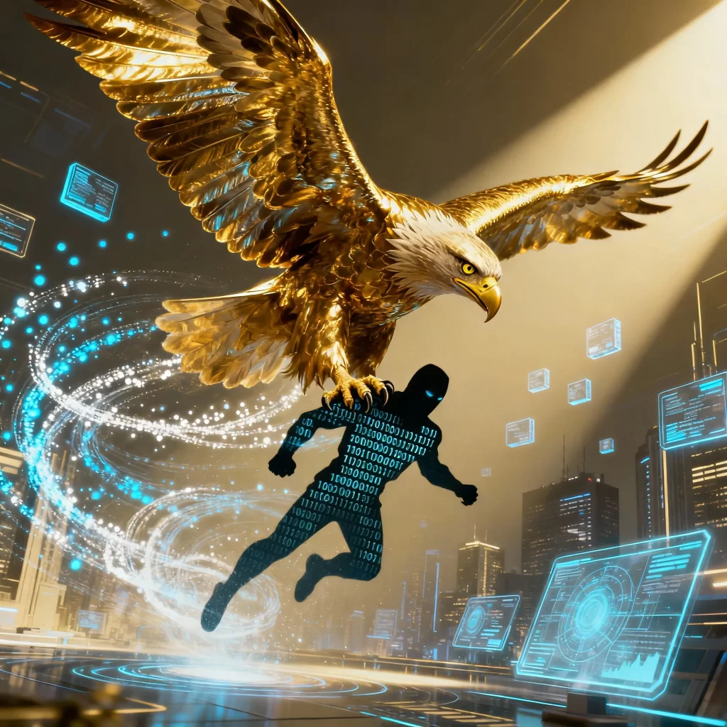 Golden eagle in flight representing AI optimization