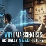 Data scientist reviewing historical datasets
