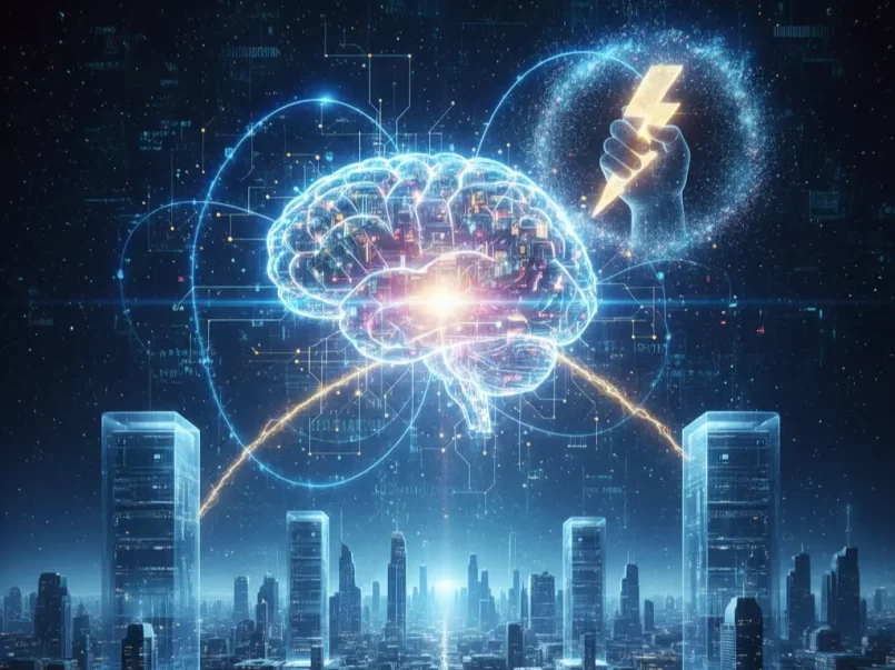 Large AI data center with GPU racks