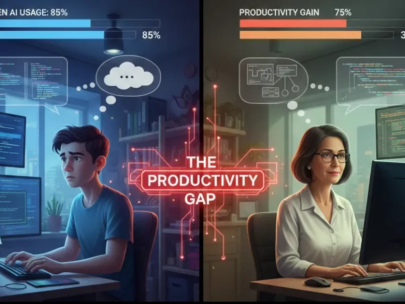 Developer reviewing AI-generated code on laptop