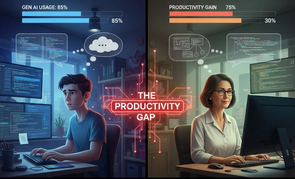 Developer reviewing AI-generated code on laptop